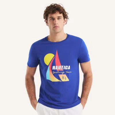 Nautica Mens Vintage Sailing Graphic T-shirt In Blue