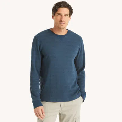 Nautica Mens Waffle Knit Crewneck Sweatshirt In Blue