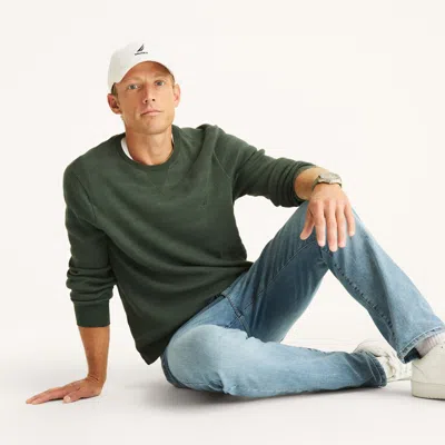 Nautica Mens Waffle Knit Crewneck Sweatshirt In Green