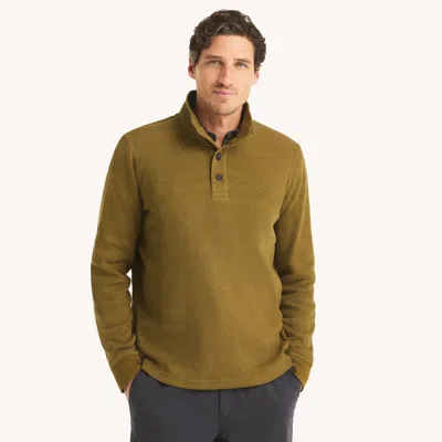 Nautica Mens Waffle Knit Mock-neck Pullover In Brown