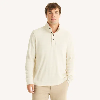 Nautica Mens Waffle Knit Mock-neck Pullover In White