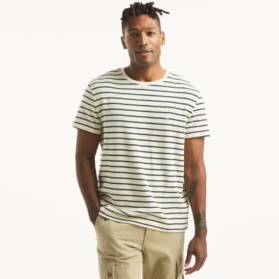 Nautica Mens Waffle Knit Striped Crewneck T-shirt In White