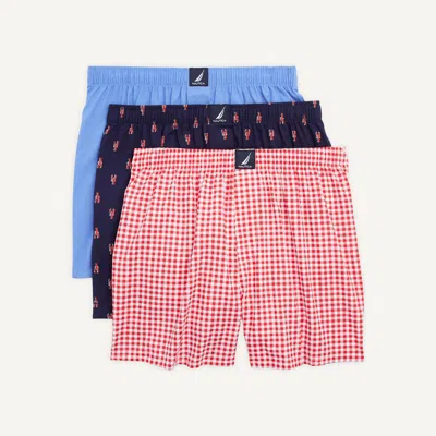 Nautica Mens Woven Boxers, 3-pack In Pink