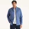 Nautica Mens Slim Fit Wrinkle-resistant Plaid Wear To Work Shirt In Blue