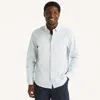 Nautica Mens Wrinkle-resistant Striped Wear To Work Shirt In White