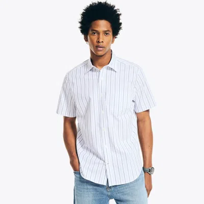 Nautica Mens Wrinkle-resistant Striped Wear To Work Short-sleeve Shirt In Multi