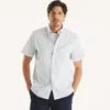 Nautica Mens Wrinkle-resistant Striped Wear To Work Short-sleeve Shirt In White