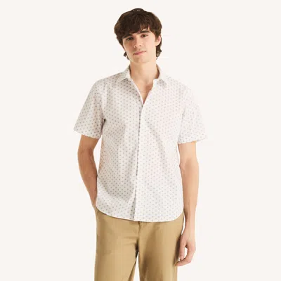 Nautica Mens Wrinkle-resistant Classic Fit Printed Shirt In White