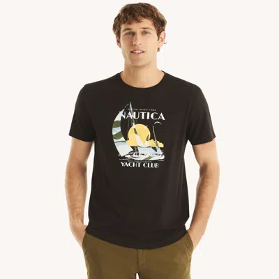 Nautica Mens Yacht Club Graphic T-shirt In Black