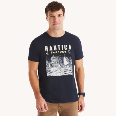 Nautica Mens Yacht Club Graphic T-shirt In Blue
