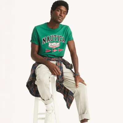 Nautica Mens Yacht Club Graphic T-shirt In Green