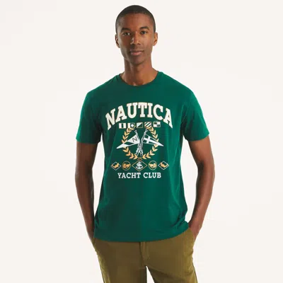Nautica Mens Yacht Club Graphic T-shirt In Green