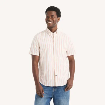Nautica Mens Yarn-dyed Striped Short-sleeve Shirt In White
