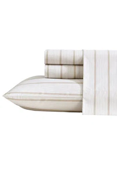 NAUTICA NAUTICA MERRICK STRIPE 200 THREAD COUNT COTTON PERCALE SHEET SET