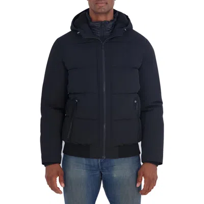 Nautica Mixed Quilted Bomber Jacket In Black