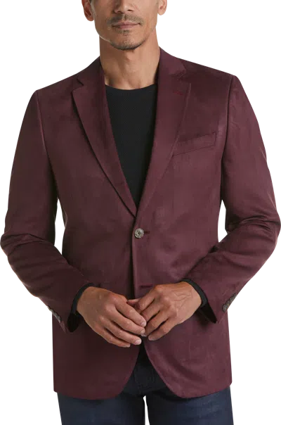 Nautica Modern Fit Microsuede Sport Coat Burgundy - Size: 42 Regular In Red