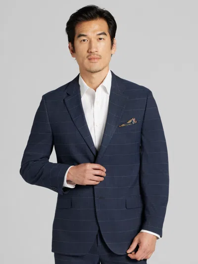 Nautica Modern Fit Windowpane Plaid Suit In Blue