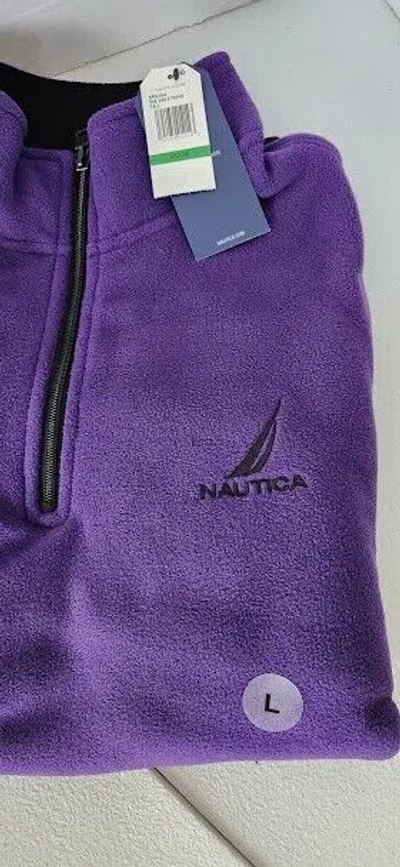 Pre-owned Nautica Nautex Quarter-zip Fleece In Purple