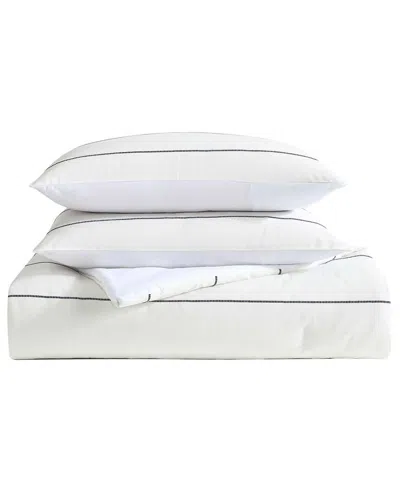 Nautica Naval Stripe Cotton Duvet Cover Set In White
