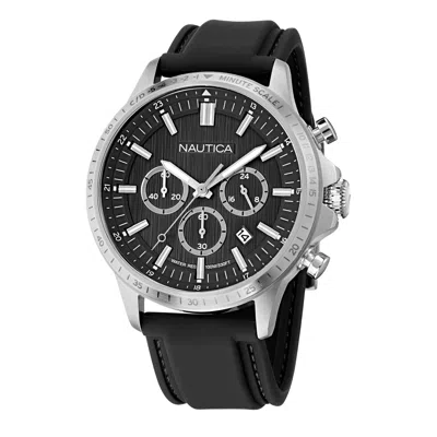 Nautica Nct Blue Ocean Chronograph Silicone Watch In Black
