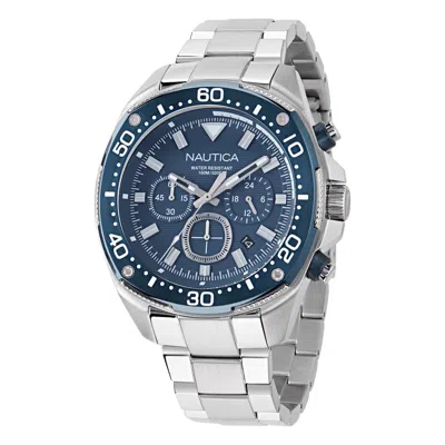 Nautica Nct Blue Sail Chronograph Stainless Steel Watch In Silver