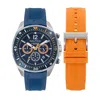 Nautica Nct Blue Sail Silicone Watch Box Set In Blue