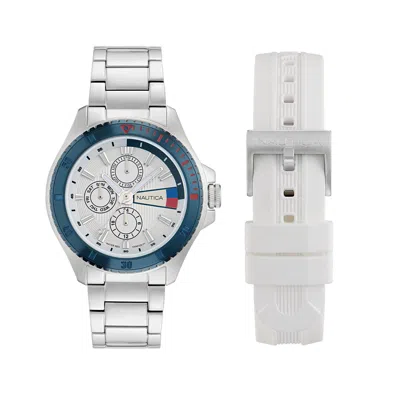Nautica Nct Leeway Multi-function Recycled Stainless Steel And Silicone Strap Wa