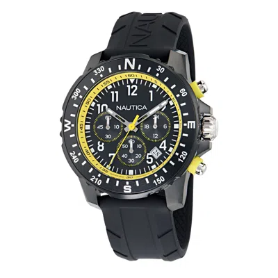 Nautica Nct Riding Sail Chronograph Watch With Silicone Strap In Black
