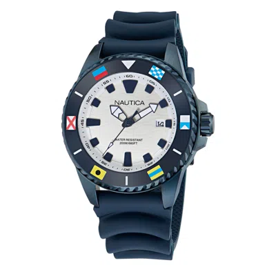 Nautica Nct Sea Dive 3-hand Watch With Silicone Strap In Blue