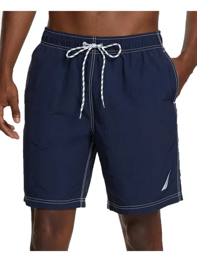 Nautica New Anchor Mens 8" Inseam Board Short Swim Trunks In Blue