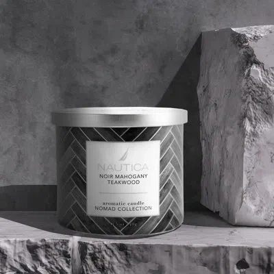 Nautica Noir Mahogany Teakwood Scented Designer Candle In Gray;silver
