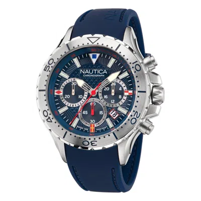 Nautica Nst Silicone Chronograph Watch In Blue
