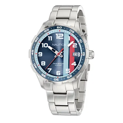 Nautica Nst Small 3-hand Recycled Stainless Steel Watch In Blue