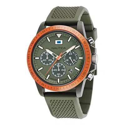Nautica One Wheat Fiber Strap Chronograph Watch In Gold