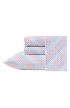 Nautica Oswald Heart Print Microfiber Sheet Set In Pink/lavender/aqua