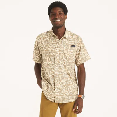 Nautica Otf Printed Short-sleeve Upf 50+ Shirt In Nude