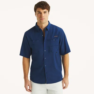 Nautica Otf Short-sleeve Button-down Shirt In Blue