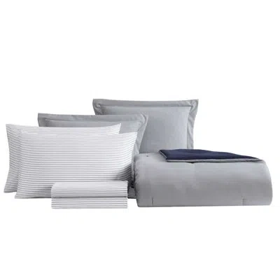 Nautica Palm Coast Stripe Reversible Comforter Bonus Set In Gray