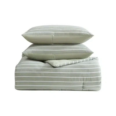 Nautica Park Stripe Reversible Green Comforter Set In Green Stripe