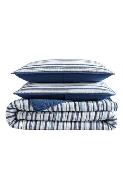 NAUTICA NAUTICA PEMBROOK STRIPE REVERSIBLE COTTON QUILT SET