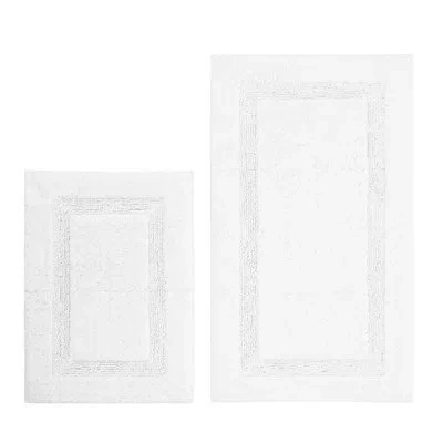 Nautica Peniston Solid Cotton 2 Piece Bath Rug Set In White