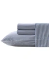 Nautica Penny Pinstripe 200 Thread Count Cotton Percale Sheet Set In Blue