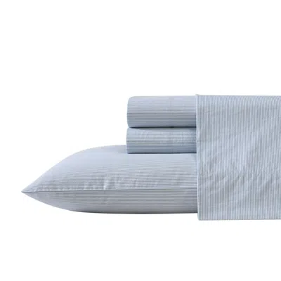 NAUTICA PENNY PINSTRIPE BLUE QUEEN SHEET SET