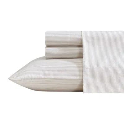 Nautica Penny Pinstripe Brown Queen Sheet Set In White