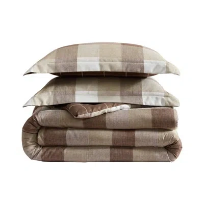 Nautica Peyton Plaid Beige Reversible Comforter Set In Brown
