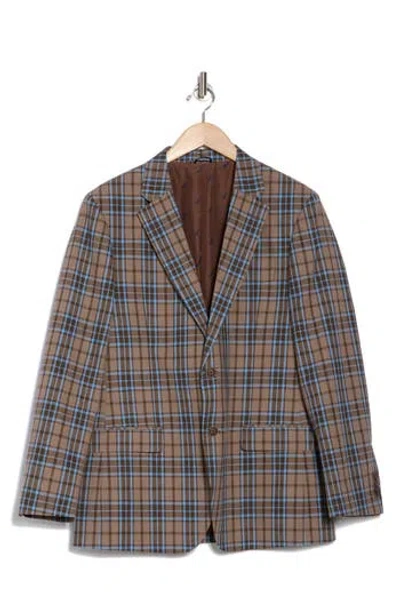Nautica Plaid Cotton & Linen Sport Coat In Brown Plaid