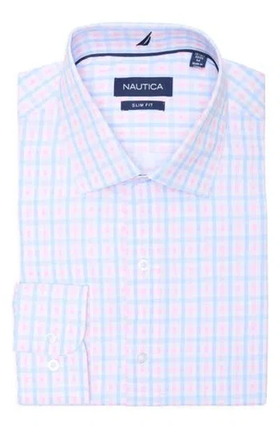 Nautica Plaid Trim Fit Dress Shirt In Blue