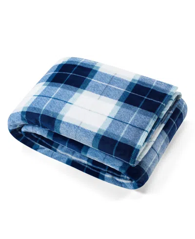 Nautica Plaid Ultra Soft Plush Blanket, Full/queen In Northsail Plaid Blue