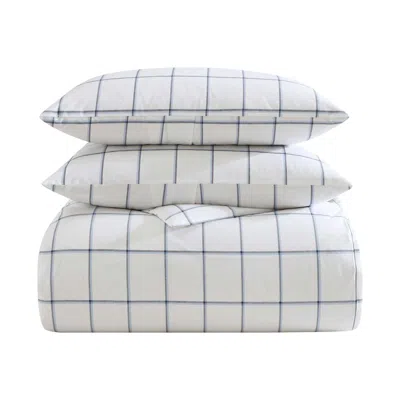 Nautica Plot Blue Full/queen Duvet Cover Set In White