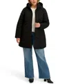 Nautica Plus Size Hooded Water-resistant Puffer Coat In Black